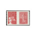 Paire horizontale semeuse de Roty avec Luquet type I tirage autoadhésif - 0.50€ rouge et sans valeur rouge provenant de carnet