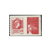 Paire horizontale Marianne d'Alger et Luquet tirage autoadhésif - 0.50€ rouge et sans valeur rouge provenant de carnet